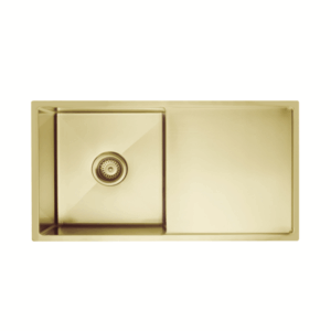 Meir - MKSP-S840440D-PVDBB - Lavello Kitchen Sink - Single Bowl & Drainboard 840 x 440 - Brushed Bronze Gold