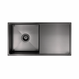 Meir - MKSP-S840440D-PVDGM - Lavello Kitchen Sink - Single Bowl & Drainboard 840 x 440 - Gunmetal Black