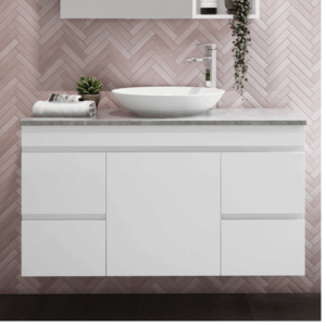 Rifco - Montreal - MON12SN - Wall Hung Vanity with Caesarstone Concrete Top 1200mm