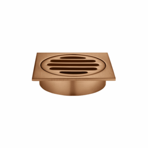 Meir - MP06-80-PVDBZ - Square Floor Grate Shower Drain 80mm Outlet - PVD Lustre Bronze