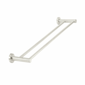 Meir - MR01-R-PVDBN - Round Double Towel Rail 600mm - PVD Brushed Nickel