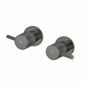 Meir - MW06-PVDGM - Round Quarter-Turn Wall Taps - Shadow Gunmetal