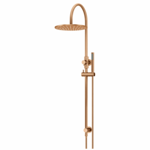 Meir - MZ0906-R-PVDBZ - Round Gooseneck Shower Set, 300mm Rose, Single-Function Hand Shower - PVD Lustre Bronze
