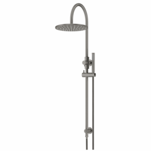 Meir - MZ0906-R-CH - Round Gooseneck Shower Set, 300mm Rose, Single-Function Hand Shower - Shadow Gunmetal