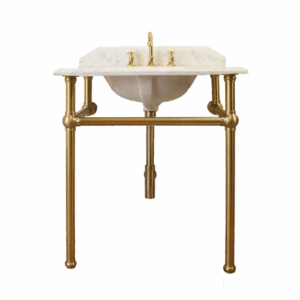 Turner Hastings - Mayer - MA752WS-BB - Basin Stand with 75 x 55 Real Carrara Marble Top - Brushed Brass