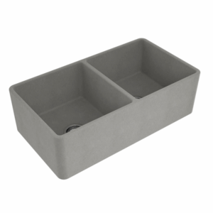 Turner Hastings - Novi - NO854FS-CL - 85 x 46 Fine Fireclay Butler Sink - Reversible Ribbed & Flat - Concrete Look