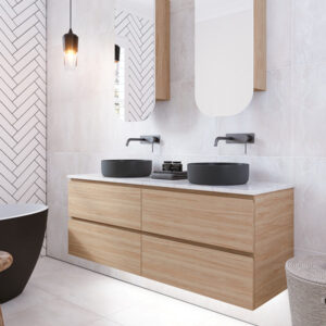 Timberline - Nevada Plus - NEVP-V-1500-D-SSA-W - 1500mm Double Bowl Wall Hung Vanity - SilkSurface Top