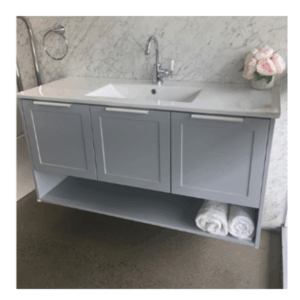 Rifco - Nouveau - NV9C - Wall Hung 3 Door/Drawer Vanity with Ceramic Top 900mm