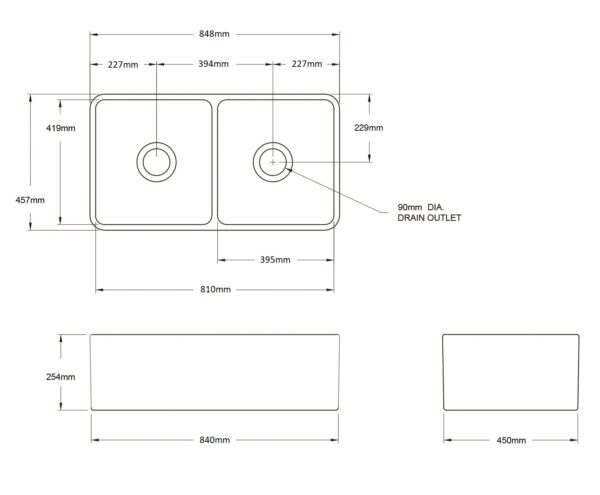 Turner Hastings - Novi - NO85FS-MB - 85 x 46 Fine Fireclay Butler Sink - Reversible Ribbed & Flat - Matte Black - Image 3