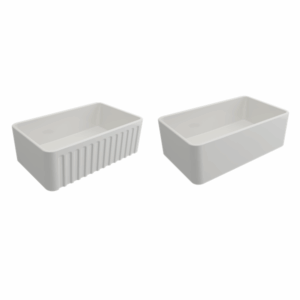 Turner Hastings - Novi - NO75FS - 75x46 Fireclay Butler Sink - Reversible Ribbed & Flat - White Gloss