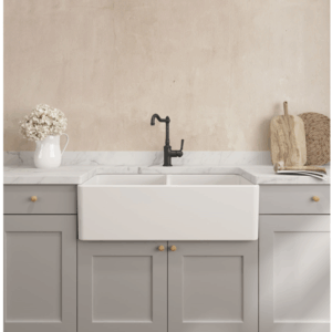 Turner Hastings - Novi - NO853FS-MW - 85 x 46 Fine Fireclay Butler Sink - Reversible Ribbed & Flat - Matte White