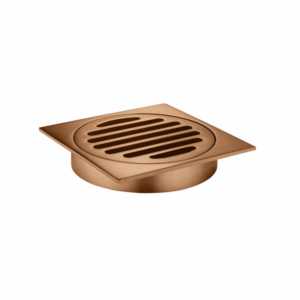 Meir - MP06-100-PVDBZ - Square Floor Grate Shower Drain 100mm Outlet - PVD Lustre Bronze