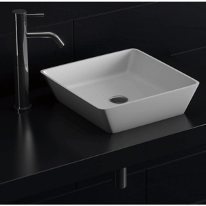 KasKadeStone - Amica - RSA05 - Square Bench Basin 380 - Matte White