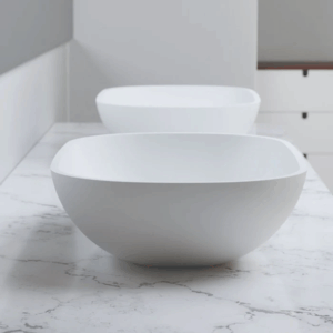DADOquartz® - Amsterdam - SWMBAS62-S - Thin-rim Counter Top / Undermount Basin - Satin White