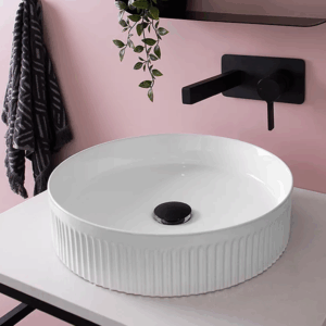 ADP - Round Fluted - TOPCRFL405GW - Ceramic Above the Counter Basin - Gloss White