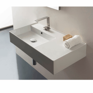 ADP - Teorema - TOPCTEO80GWL - Ceramic Wall Hung Basin, 800mm Offset Left - Gloss White