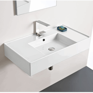 ADP - Teorema - TOPCTEO80GWC - Ceramic Wall Hung Basin, 800mm Centre - Gloss White