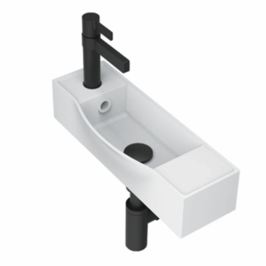 ADP - Halo - TOPSHAL45WGLTH - Solid Surface Wall Hung Basin, Left Tap Hole - Gloss White