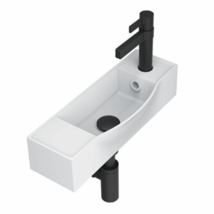 ADP - Halo - TOPSHAL45WGRTH - Solid Surface Wall Hung Basin, Right Tap Hole - Gloss White