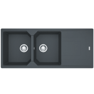 Franke - UBG621REV ON - Urban Double Bowl Sink w/ Drainer - Onyx Fragranite