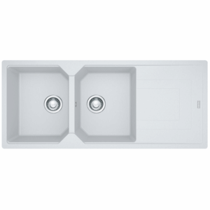 Franke - UBG621REV PW - Urban Double Bowl Sink w/ Drainer - Polar White Fragranite