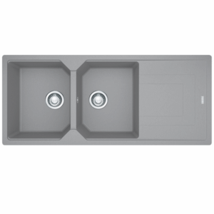 Franke - UBG621REV SG - Urban Double Bowl Sink w/ Drainer - Stone Grey Fragranite