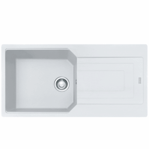 Franke - UBG611-100REV PW - Urban Single Bowl Sink w/ Drainer - Polar White Fragranite