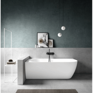 KasKadeStone - Bianca - VX89-1500-NIK8697NA - Corner Back to Wall Stone Bath 1500 Left Hand - Matte White