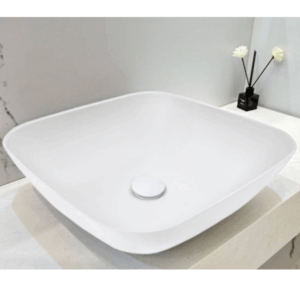 KasKadeStone - VXA23 - VXA23-SQ400MW - Benchtop Square Stone Basin 400mm - Matte White