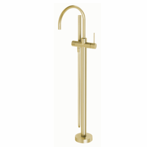 Phoenix - Vivid Slimline - VS7451-12 - Floor Mounted Bath Mixer with Hand Shower - Brushed Gold