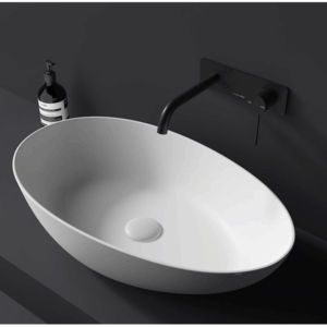 KasKadeStone - Zoey - ZOEY605MATWHITE - 605 Benchtop Egg-Shaped Stone Basin - Matte White