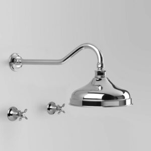 Astra Walker - Olde English - A51.11.V2.00 - Shower Set with 200mm Ball Joint Rose - Wels 3 Star Flow Rate (9L/min or 7L/min) - Chrome