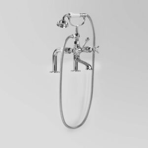 Astra Walker - Olde English - A51.21.00 - Bath Mixer with Hand Shower Hob Mounted - Wels 3 Star Flow Rate (9L/min or 7L/min) - Chrome